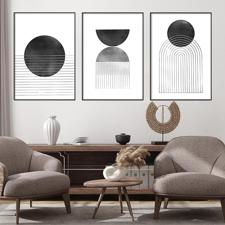 UGZDEA Abstrakt Leinwand Poster, Moderne Boho 3er Set Kunstposter Wanddeko Bilder Set für Wohnzimmer