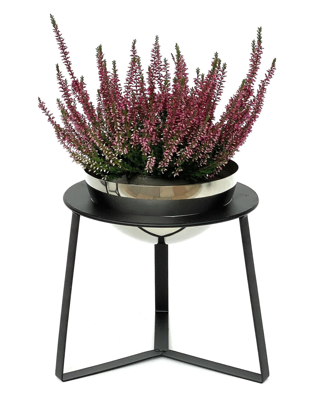 DanDiBo Blumenhocker Metall mit Topf Schwarz Silber 27 cm Blumenständer 96091 M Blumensäule Modern P