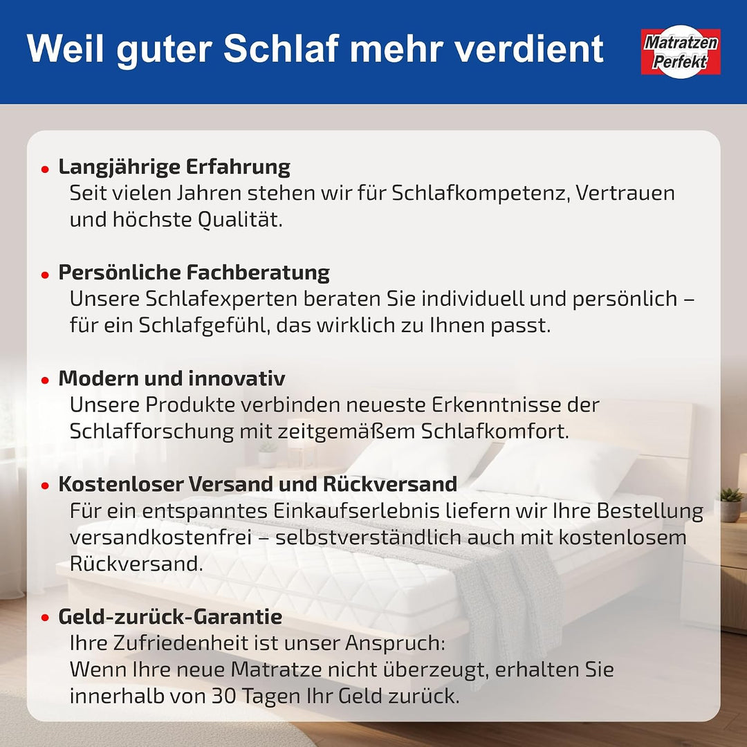 Matratzen Perfekt 7-Zonen Taschenfederkernmatratze Köln, 80 x 200 cm – Tonnentaschenfederkern-Matrat