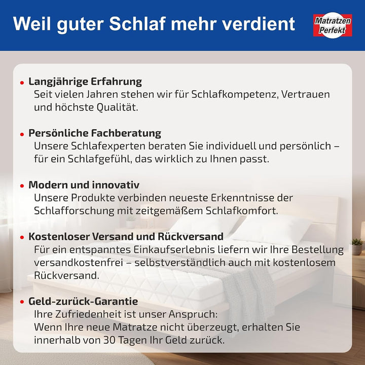 Matratzen Perfekt 7-Zonen Taschenfederkernmatratze Köln, 80 x 200 cm – Tonnentaschenfederkern-Matrat