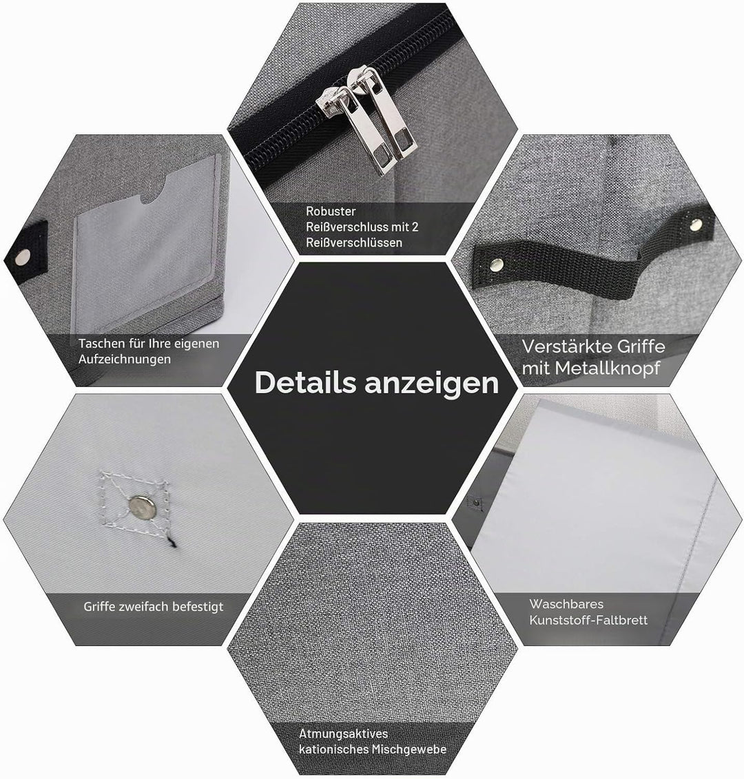 iwill CREATE PRO Grosse, robuste Unterbett-Aufbewahrungsbox mit Reissverschluss Deckel, starre, robu