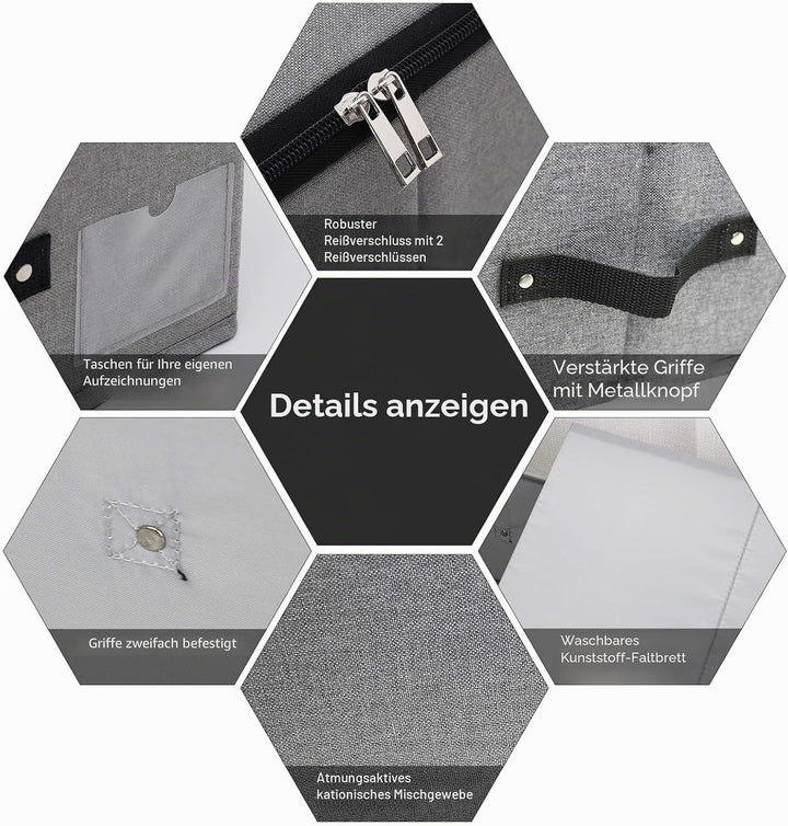 iwill CREATE PRO Grosse, robuste Unterbett-Aufbewahrungsbox mit Reissverschluss Deckel, starre, robu