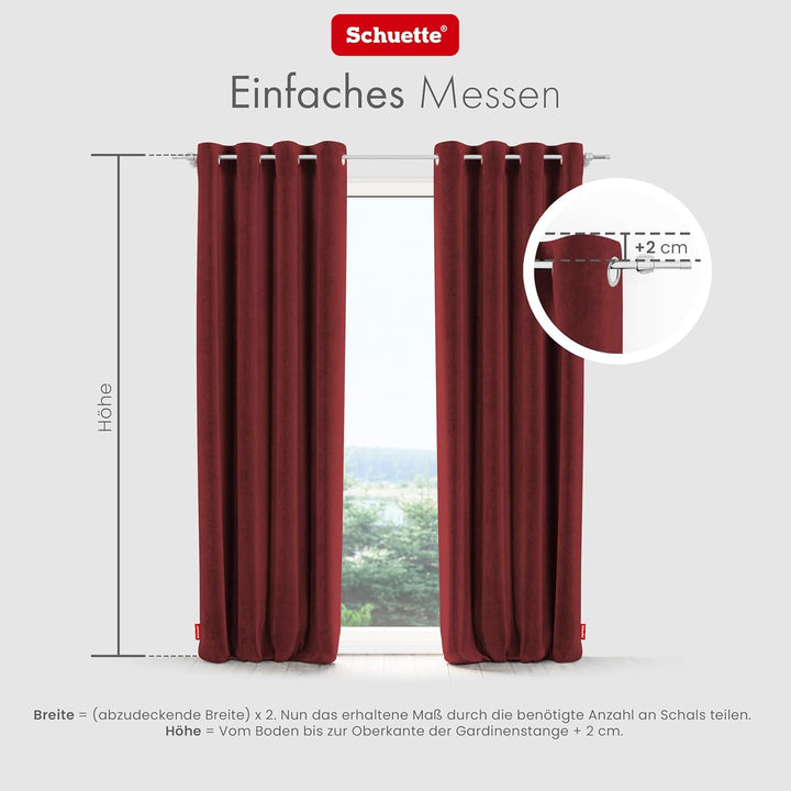 Schuette® Verdunkelungs-Vorhang Gardine mit Ösen ● Millenium Velvet: Carmine (Rot) ● 135x230cm Breit