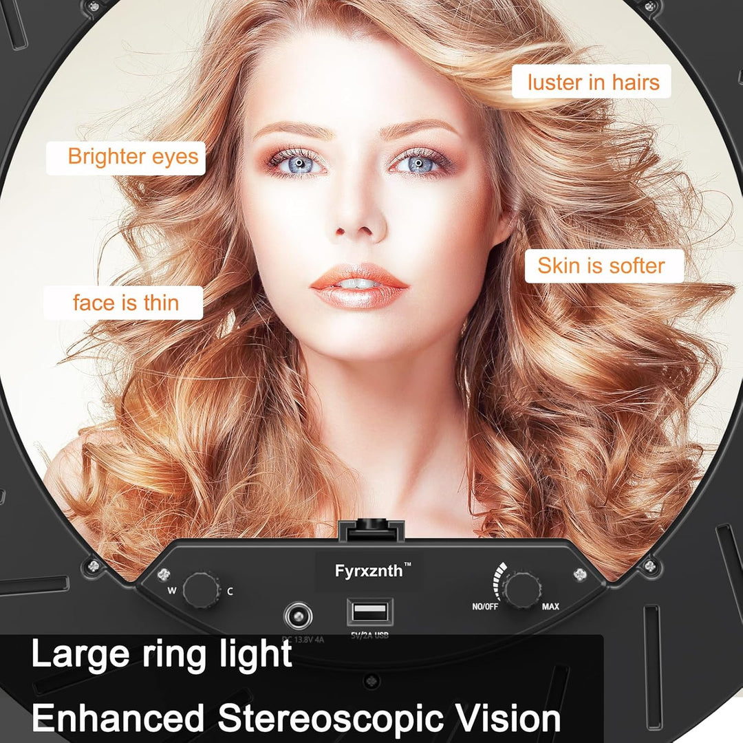Ringlicht 45,7 cm mit Ständer, 55 W 6700 K LED-Licht, 160 cm Stativ, verstellbarer Telefonständer, f