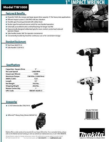 Makita TW1000 Schlagschrauber 1" Aussenvierkant