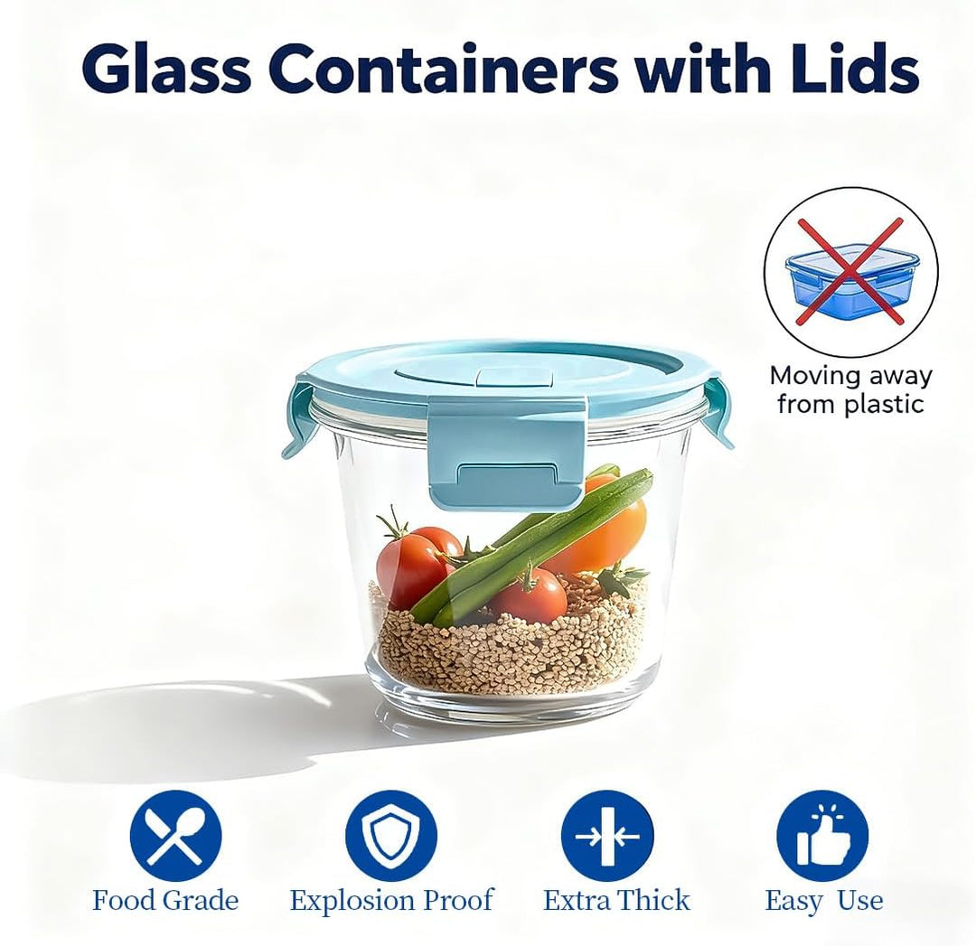 S.ROKE TTAN 710ml Glas Lebensmittelbehälter, Glas Suppe Behälter, Runde Glas Lebensmittelbehälter &