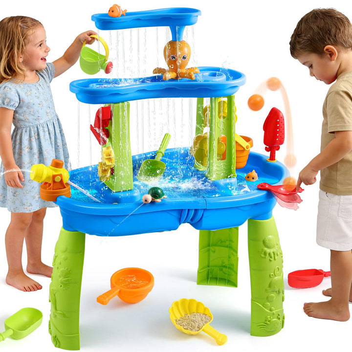 FRUSE Wasserspieltisch für Kinder,3-Tier Sand Wassertisch Spielzeug,Wasserspielzeug Aktivität Sensor