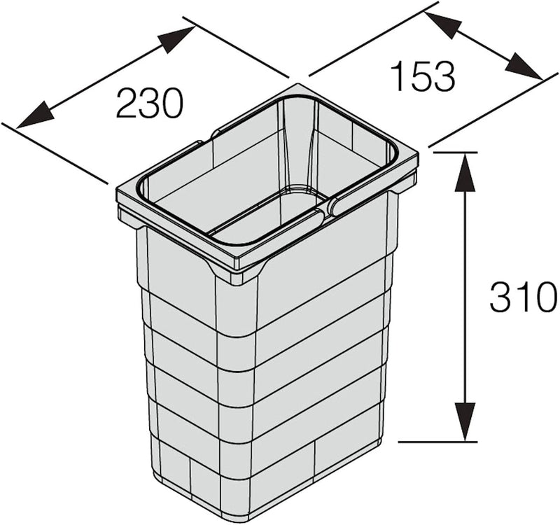 SOTECH eins2vier Abfallsammler Höhe: 310 mm Volumen 8 Liter 153 x 230 mm alugrau 5050.90 Mülleimer A