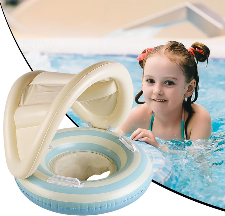 Baby Pool Float, Toddler Swim Seat, 57x49cm/22.44x19.29 Inches Adjustable Floating Trainer, Sunshade