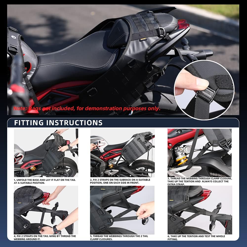Rhinowalk Motorrad-Satteltasche/Hecktasche/Sitztasche, universelle Satteltaschen-Montagebasis Doppel