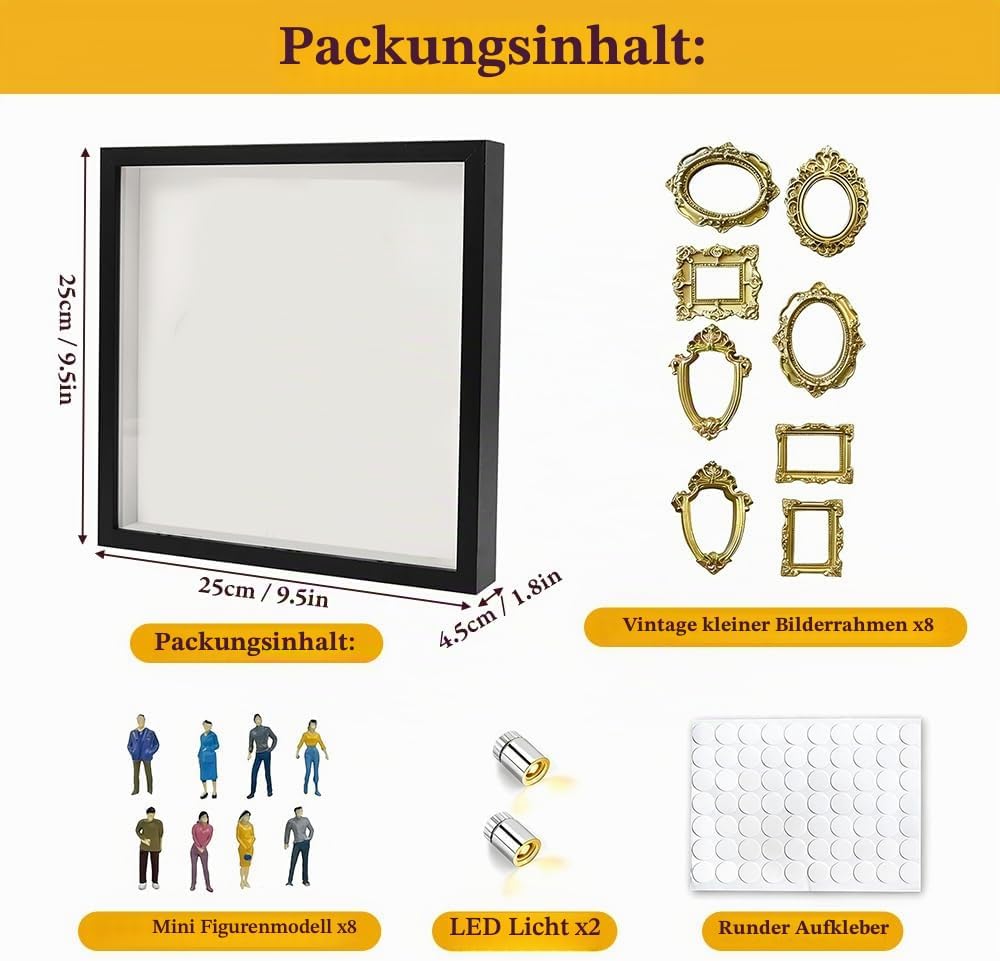 DIY Mini Museum Silhouette Box, Mini Figuren Menschen Museum mit lichtern, Kreatives Erinnerungsdisp