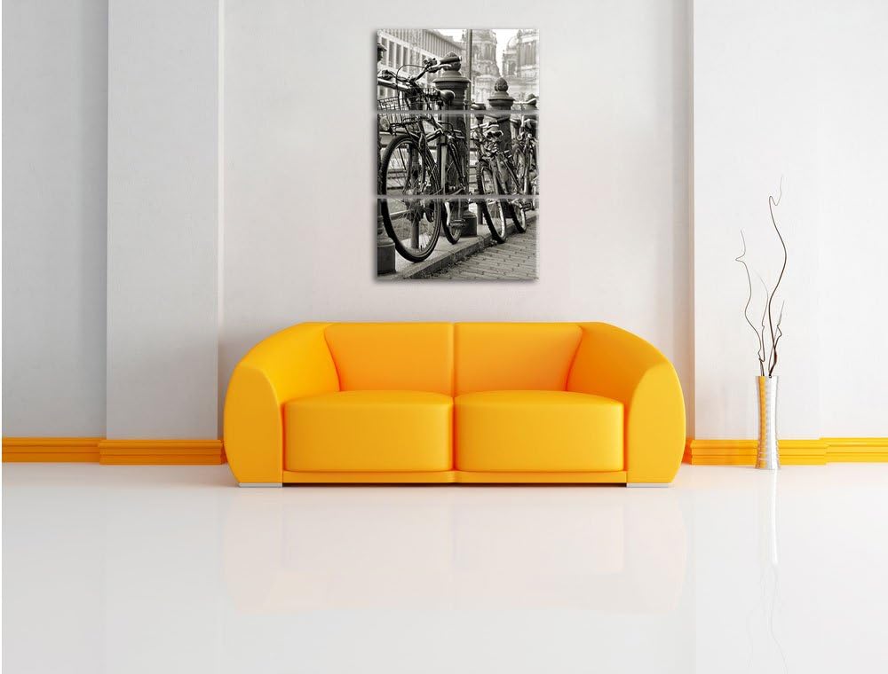Pixxprint Fahrrad Bahnhof BMX Bahnschiene 3-Teiler Leinwandbild 120x80 Bild auf Leinwand