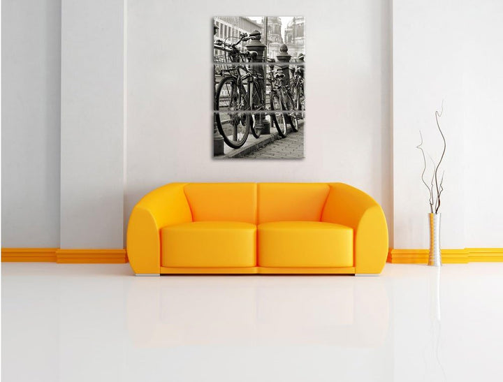 Pixxprint Fahrrad Bahnhof BMX Bahnschiene 3-Teiler Leinwandbild 120x80 Bild auf Leinwand