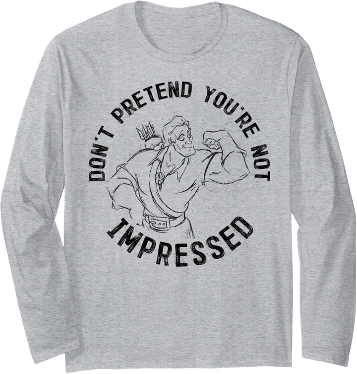 Disney Beauty And The Beast Gaston Don't Pretend Logo Langarmshirt