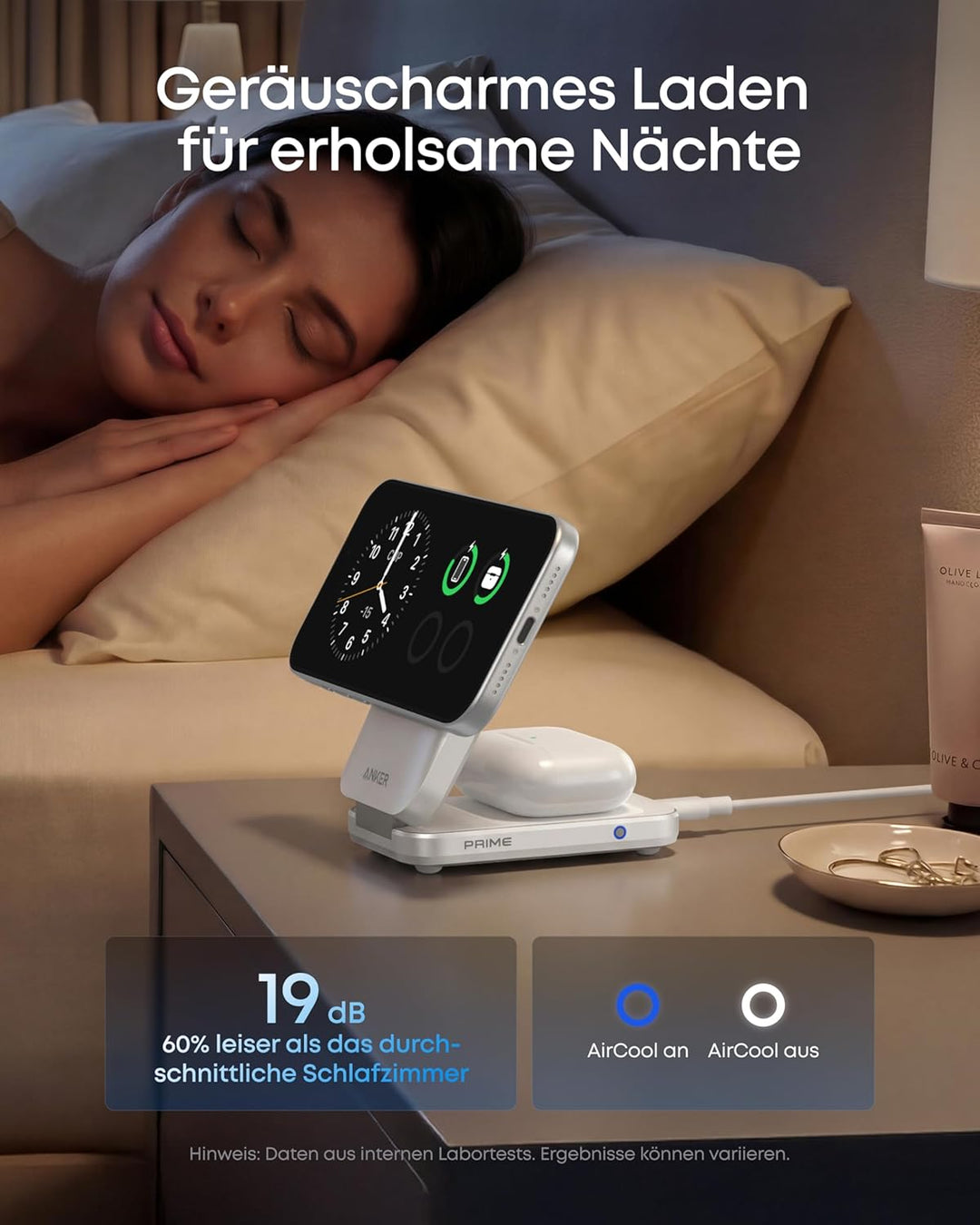 Anker Prime 3-in-1 Ladestation, AirCool kabelloses Ladegerät, 25W Qi2.2-Zertifiziert, kompakt & falt