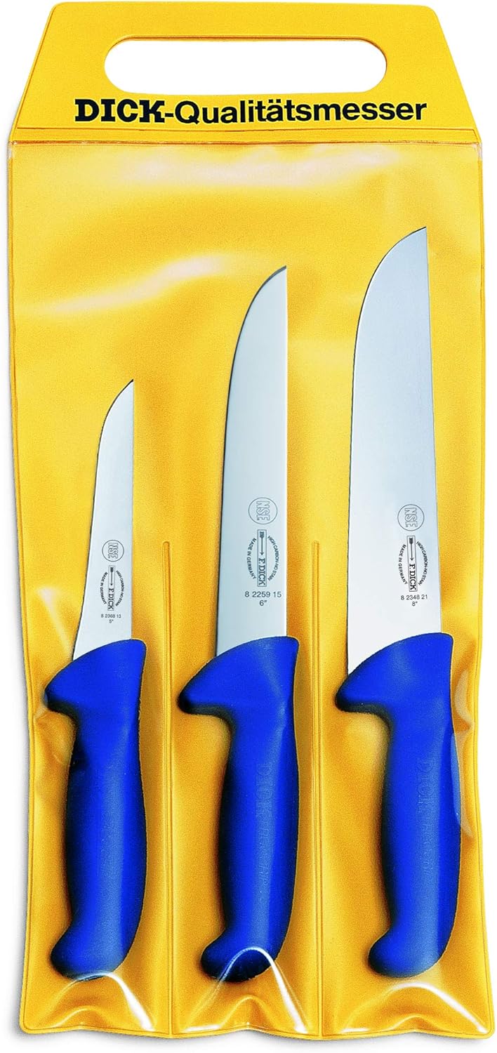 F. DICK Messerschärfer Rapid Steel Action 9009200, 22 cm & Messer Set ErgoGrip 3-teilig (Ausbeinmess