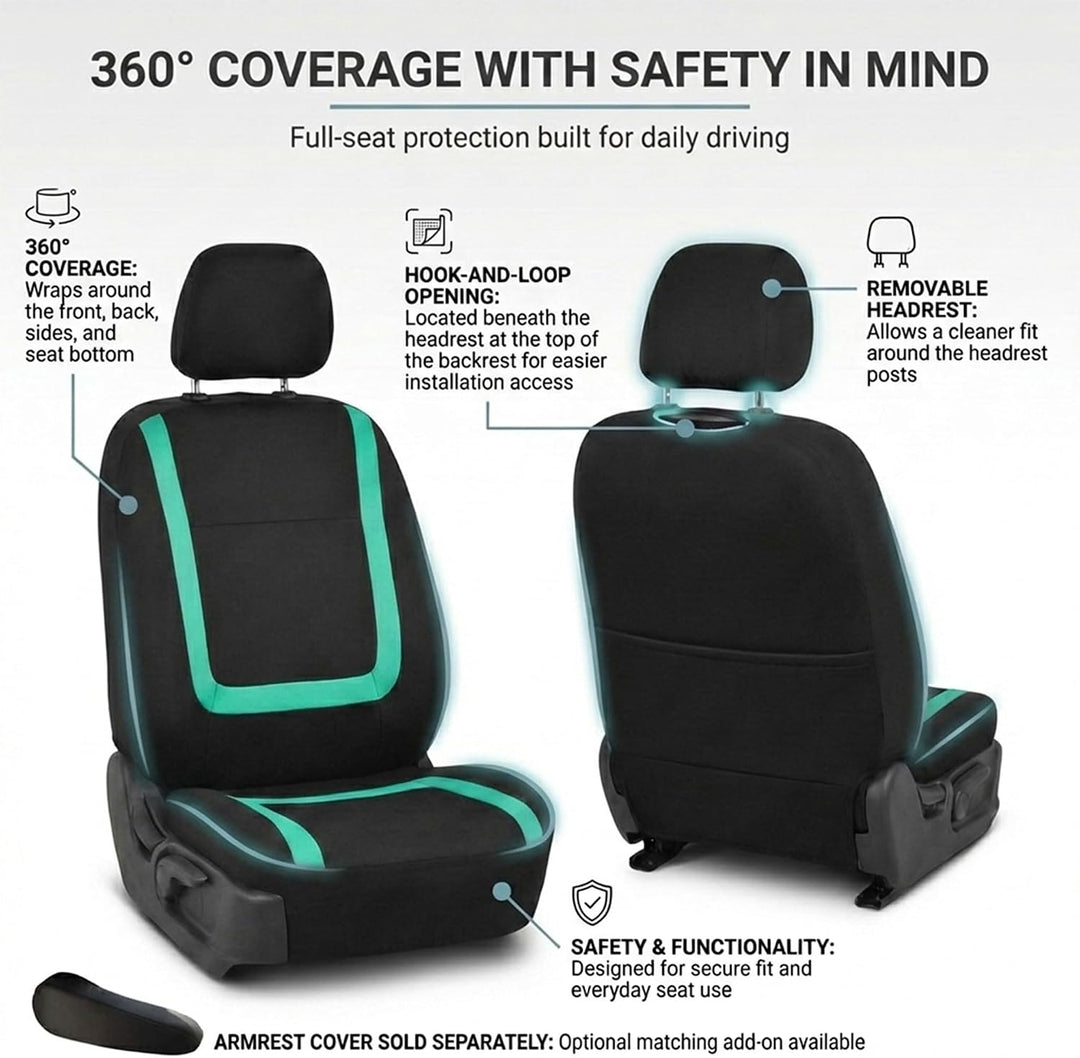 FH Group Autositzbezüge Mint Universal Fit Einzigartiges flaches Tuch für die meisten Autos, SUVs un