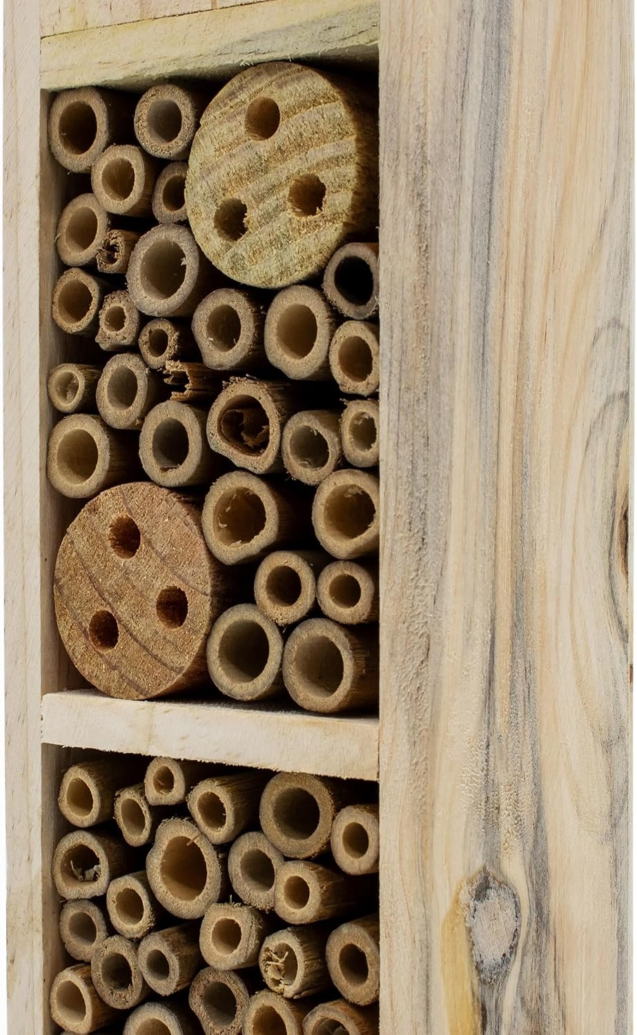 Holz Insektenhotel mit Erdspiess - H 78 cm - Insektenhaus naturbelassen zum Aufstellen - Bienenhotel