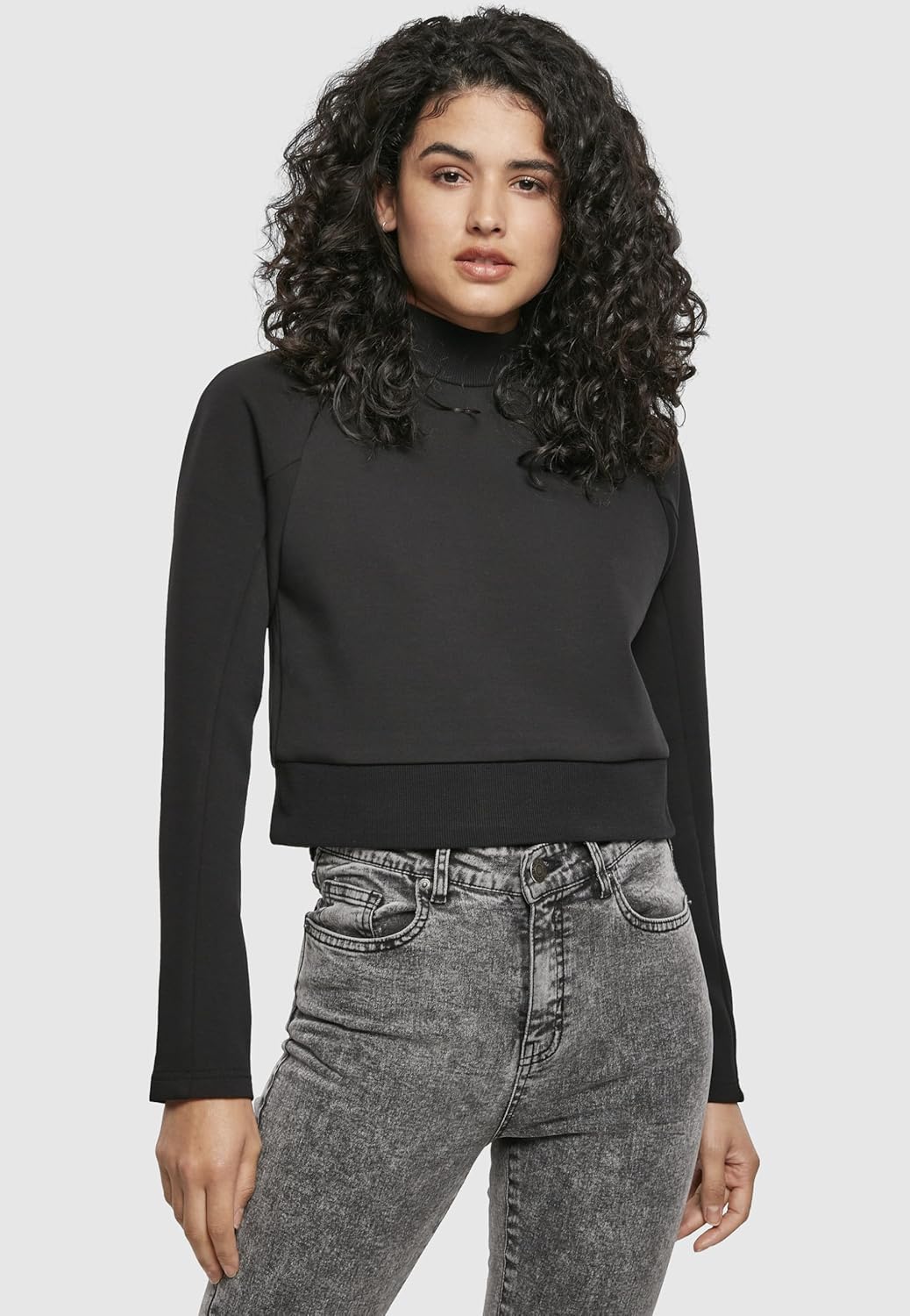 Urban Classics Damen Tb3782-ladies Interlock Short Turtleneck Crew Sweatshirts XS Schwarz, XS Schwar