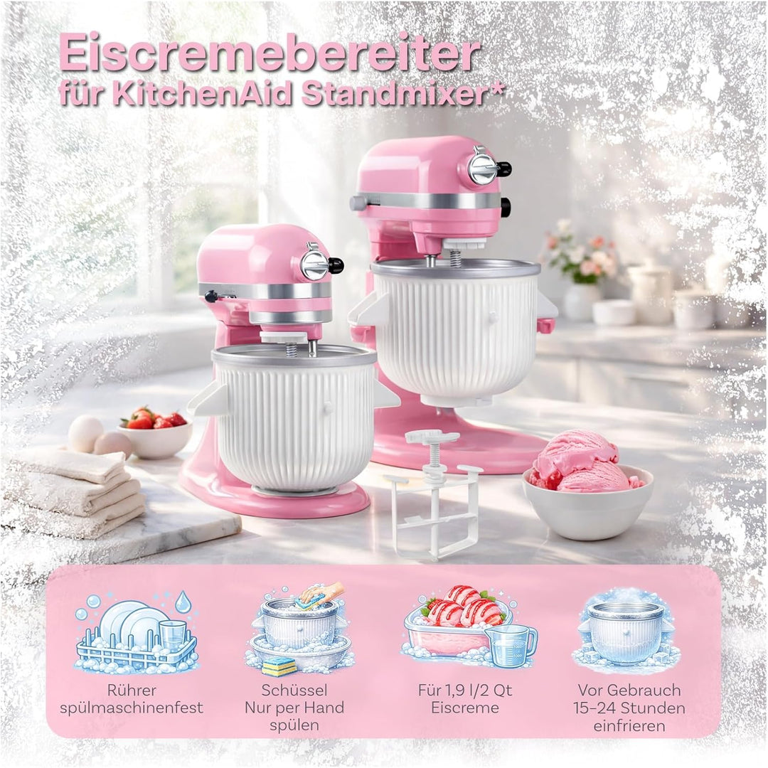 Eismaschinen-Aufsatz für KitchenAid StandMixer – Kompatibel mit KitchenAid 4,5QT, 5QT &amp; 6QT Tilt-Hea