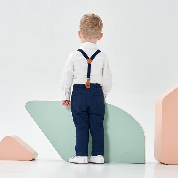 Volunboy Baby Jungen Anzug Set Bekleidung Hemd mit Fliege + Hosenträger Hosen Strampler Anzug 18-24