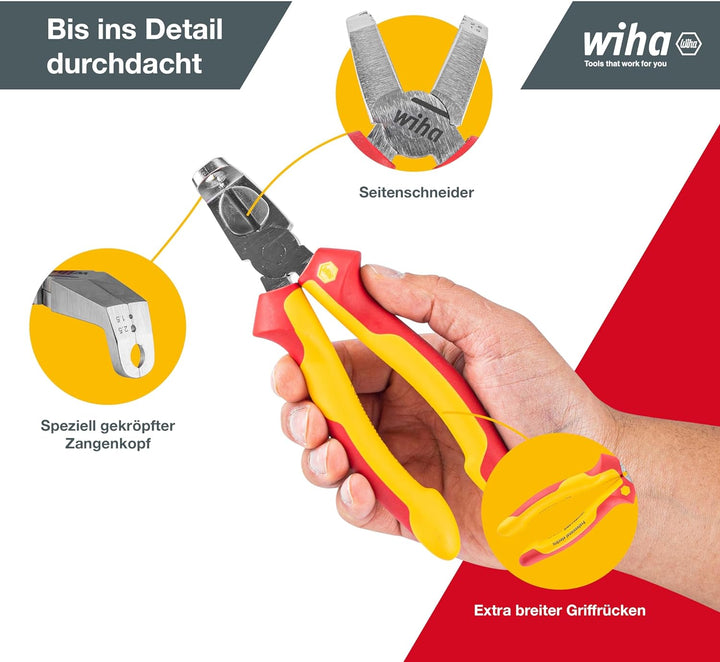 Wiha Installationszange TriCut electric VDE (38552), Seitenschneider + Abisolierzange + Abmanteln |
