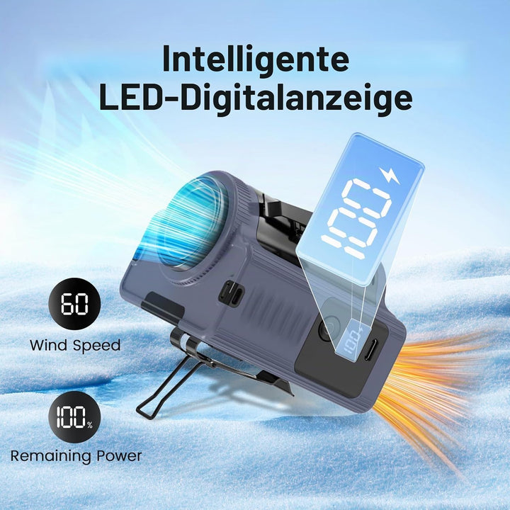 MERTTURM Tragbarer wiederaufladbarer Ventilator für Gürtel/Hals/Clip(16600 U/min Turbostrom), 5 Gesc