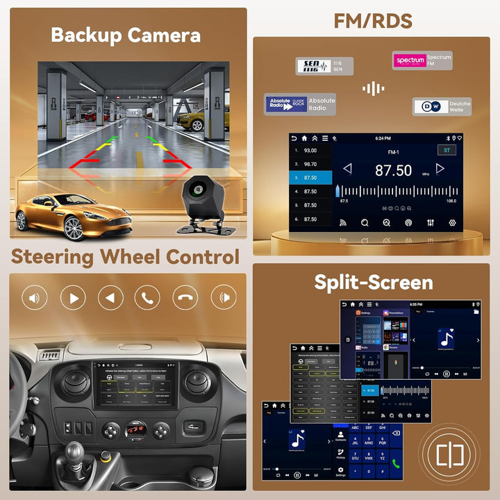 Hikity Android 15 4+128G Autoradio für Renault Master/Opel Movano/Nissan Interstar 2010 mit 10'' Inc