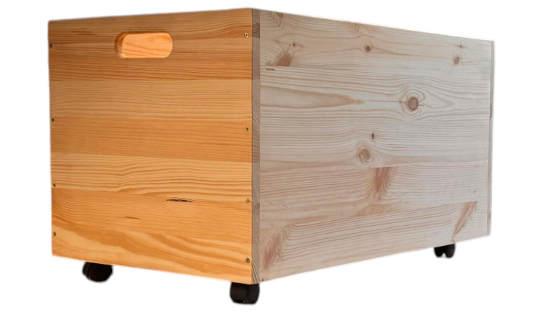 weeco Holz-Aufbewahrungstruhe mit Rollen, 73×45×40 cm, Kiefernholz, unbehandelt, Multifunktionale La
