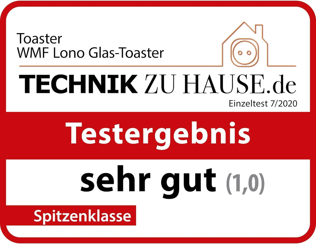 WMF Lono Toaster Glas mit Brötchenaufsatz, 2 Scheiben, XXL, motorisierte Toastaufnahme, Aufwärm-Funk