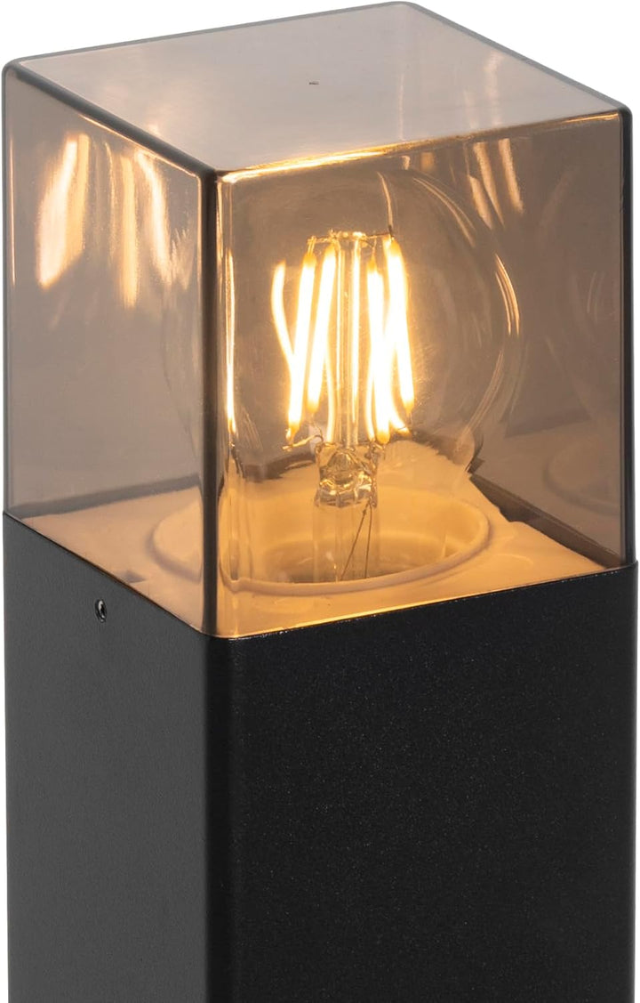 Qazqa - Modern Stehende Aussenlampe schwarz 50 cm IP44 mit Rauchglaseffekt - Dänemark I Aussenbeleuc