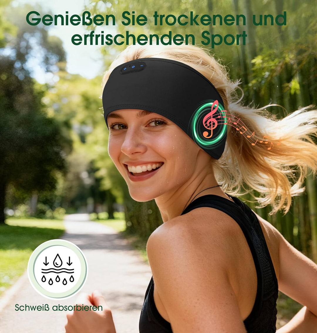 MUSICOZY Schlafkopfhörer Stirnband Bluetooth,Verbessert Kopfhörer Stirnband aus hautfreundlicher Bam
