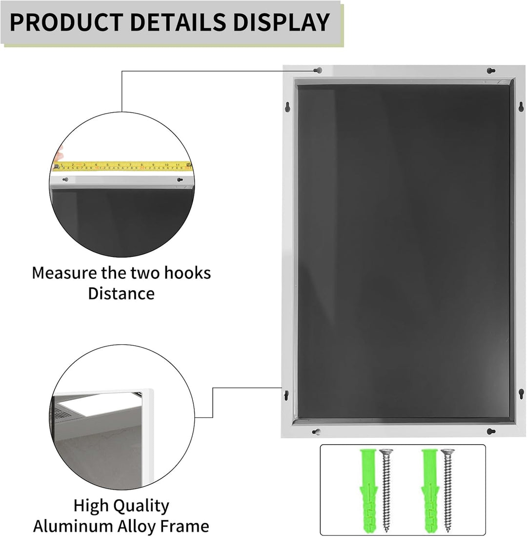 50 x 70 cm weisser Badezimmerspiegel mit Metallrahmen für die Wand, weisser Badezimmer-Schminkspiege