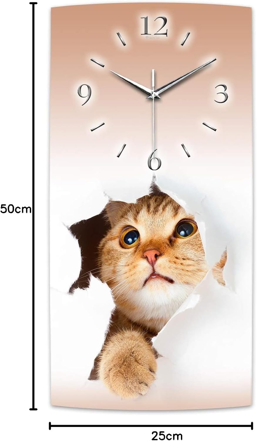 Kreative Feder Katze Designer leise Funk-Wanduhr Funkuhr modernes Design OHNE Ticken * WA114FL (50x2