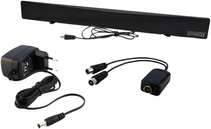 Schwaiger GmbH - DVB-T2 HD Zimmerantenne (aktiv)/ mit Signaltrenner/für UHF/VHF Empfang/Flachpanelan
