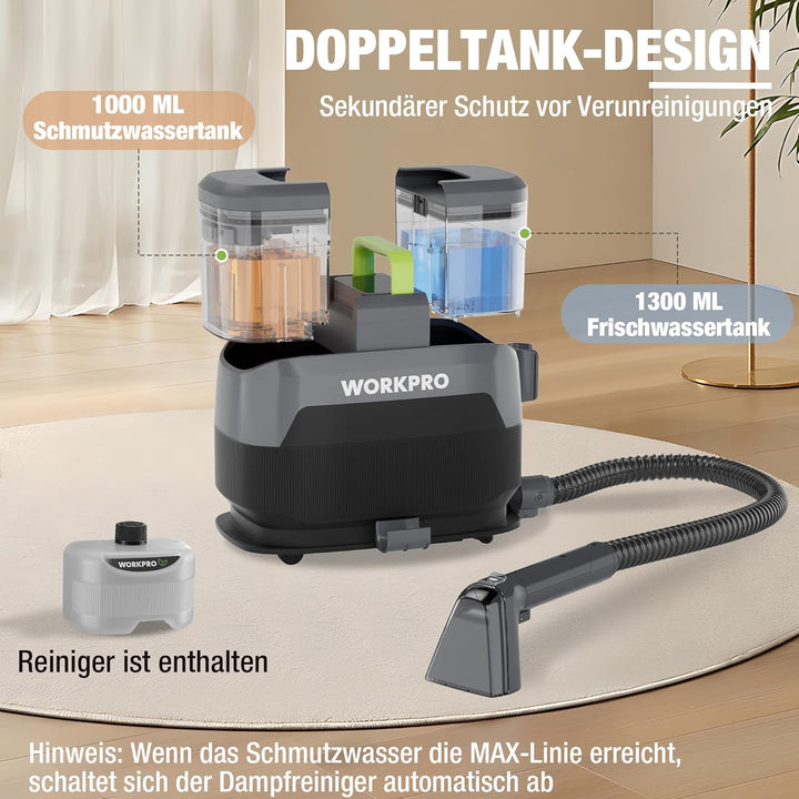 WORKPRO Teppichreiniger Waschsauger, 16 kPa Sofareiniger Waschsauger Polsterreiniger mit 4 Reinigung