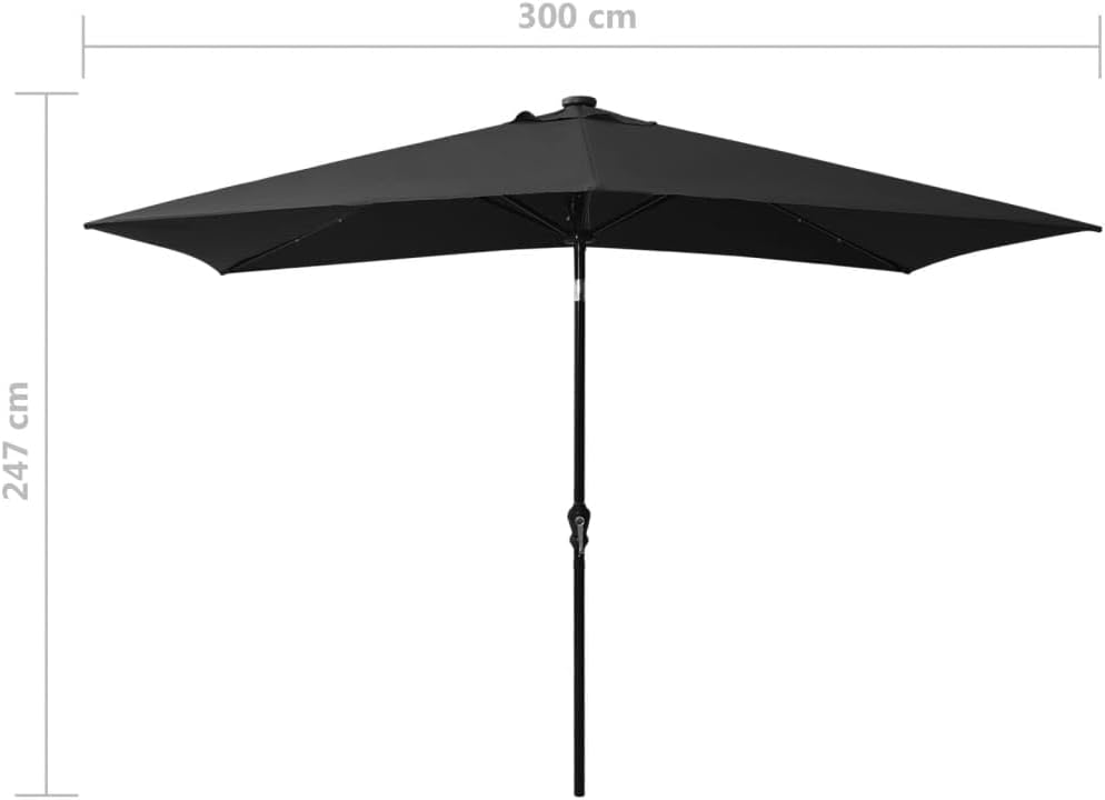 vidaXL Sonnenschirm mit LEDs Stahl-Mast Ampelschirm Gartenschirm Marktschirm Strandschirm Schirm Kur