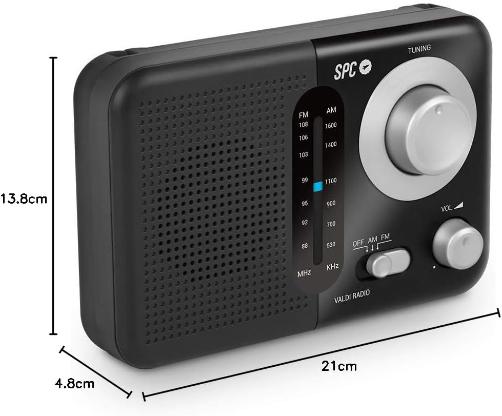 SPC VALDI – Tragbares Radio, mit Tragegriff, grosses Format, AM/FM-Zifferblatt, Gute Sichtbarkeit, g