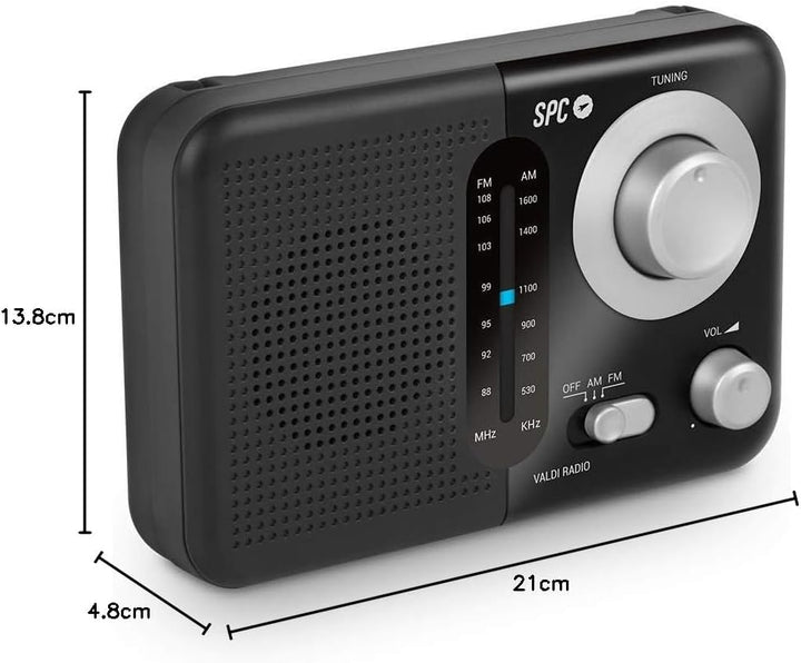 SPC VALDI – Tragbares Radio, mit Tragegriff, grosses Format, AM/FM-Zifferblatt, Gute Sichtbarkeit, g