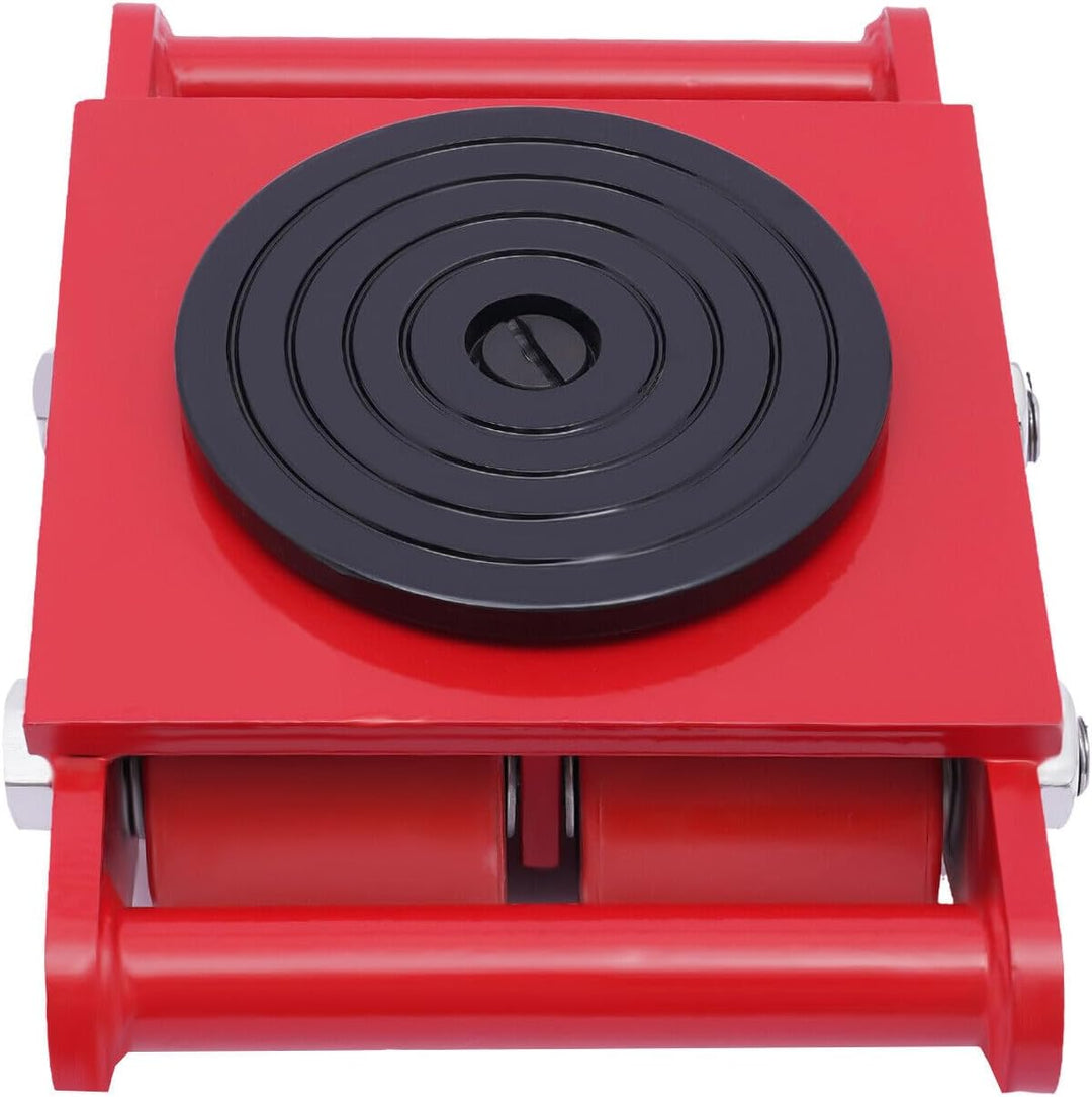 6T Transportroller Schwerlastwagen Panzerrolle Industrierolle Maschinenroller 360° schwenkbar (Rot),