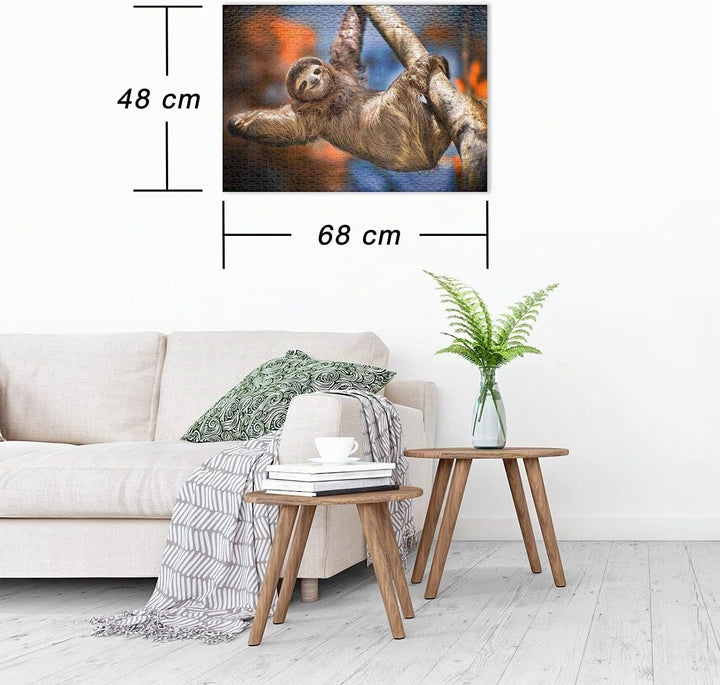Ulmer Puzzleschmiede - Faultier-Puzzle „Lass die Seele baumeln“ - Originelles Tier-Motiv als 1000 Te