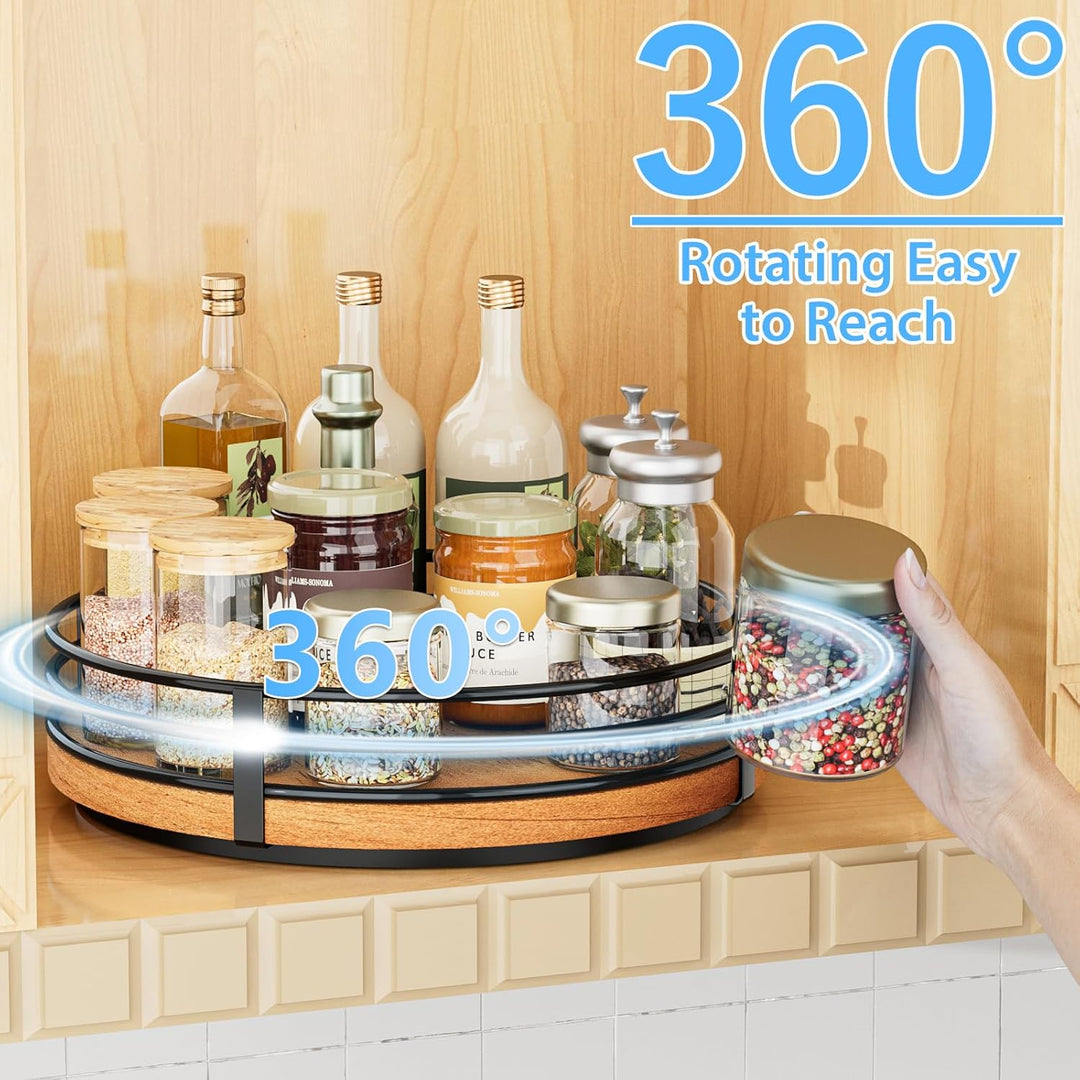 Lazy Susan Drehteller-Organizer aus Holz, rund, 25,4 cm, für Schrank, Küche, Arbeitsplatte, Esstisch