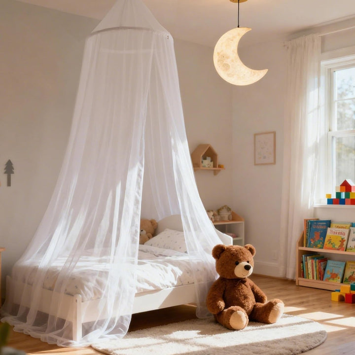Bett Baldachin Moskitonetz für Mädchen, Prinzessin Baldachin für Kinder Bett Zimmer Dekor Weiss, Wei