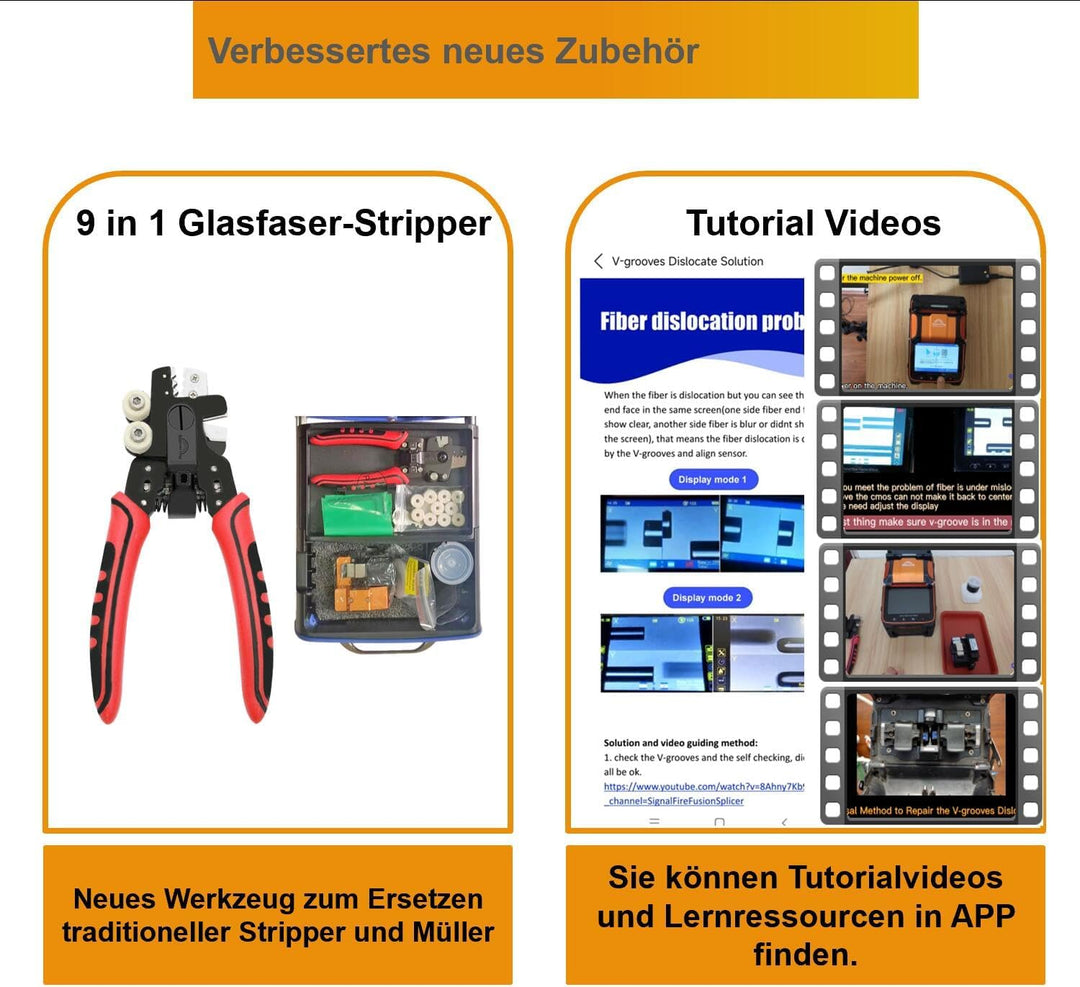 Glasfaser Spleissgerät AI-9 Kernausrichtung Autofokus 5 Sek. Spleissen 15 Sek. Heizung, LWL Spleissg