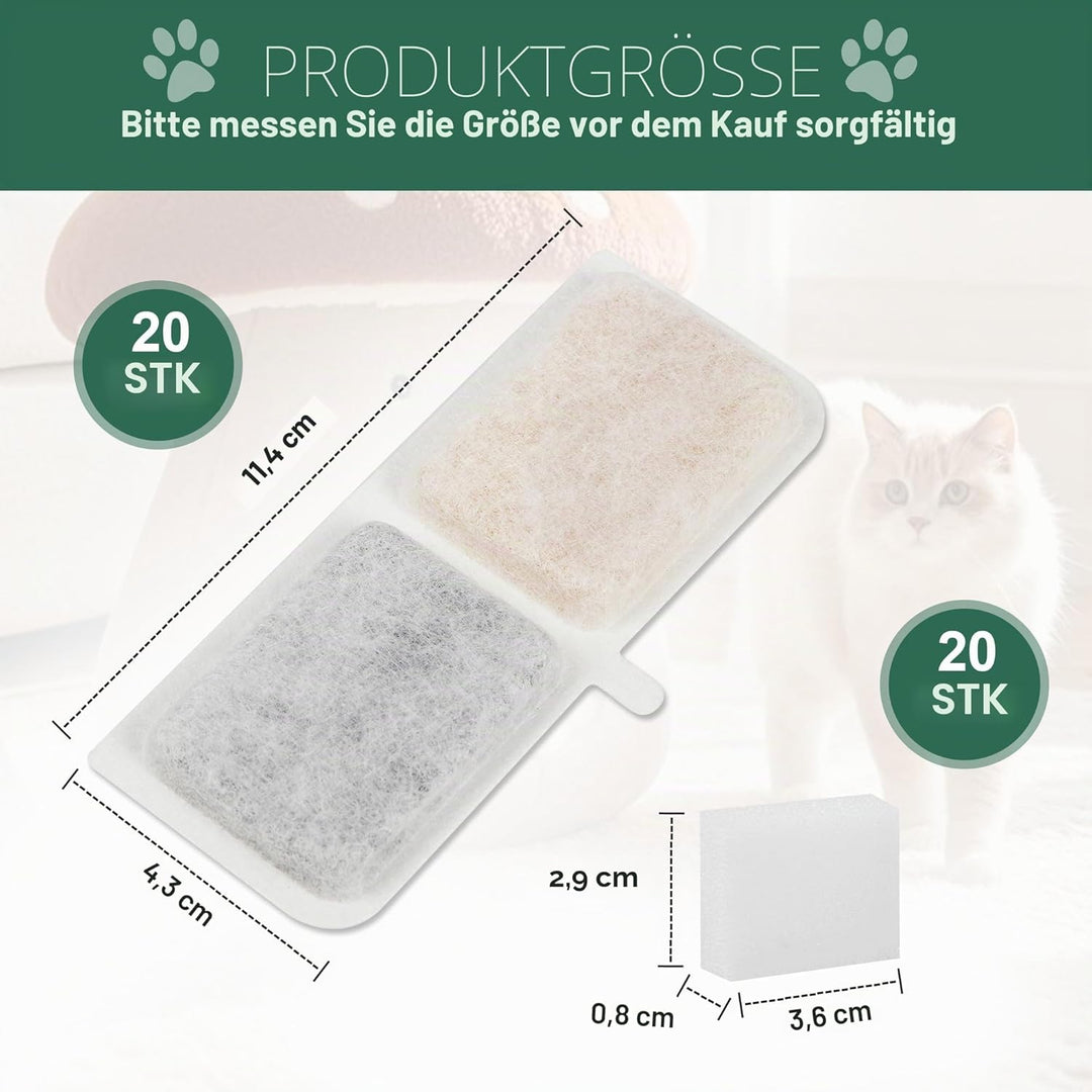 Katzenbrunnen Filter, 40er Pack Filter katzenbrunnen, einschliesslich 20 Trinkbrunnen Filter und 20