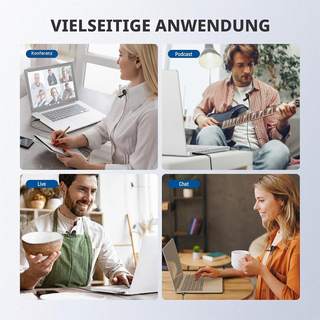 NEEWER USB A Ansteckmikrofon Mini Lavalier Mikrofon mit omnidirektionaler Richtwirkung 2m Kabel für