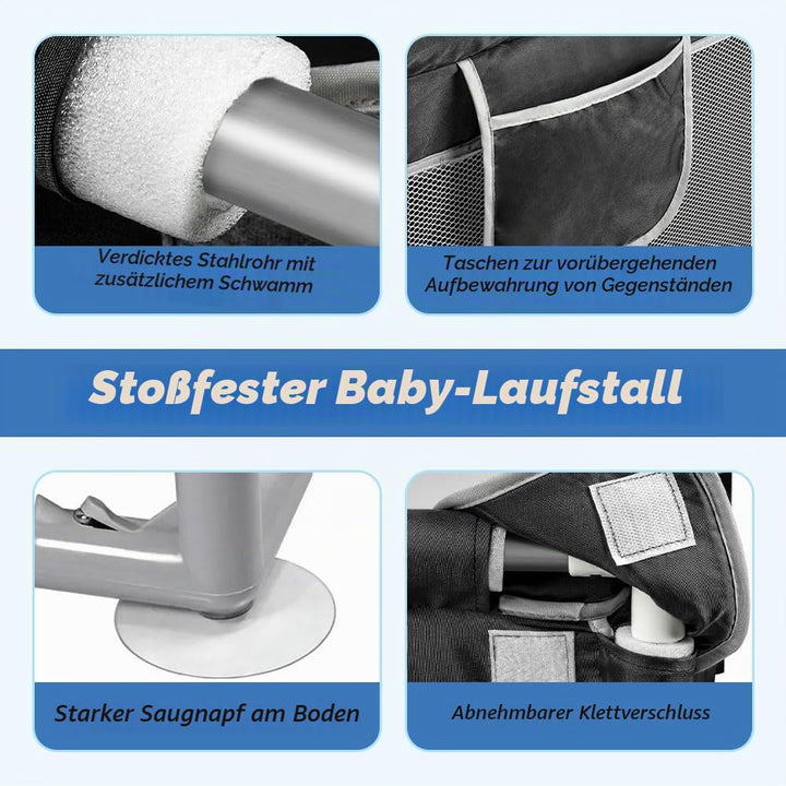 Laufstall, modular, 120 cm x 160 cm x 66 cm, faltbar, Oxford-Stoff, mit Aufbewahrungstasche, sicher