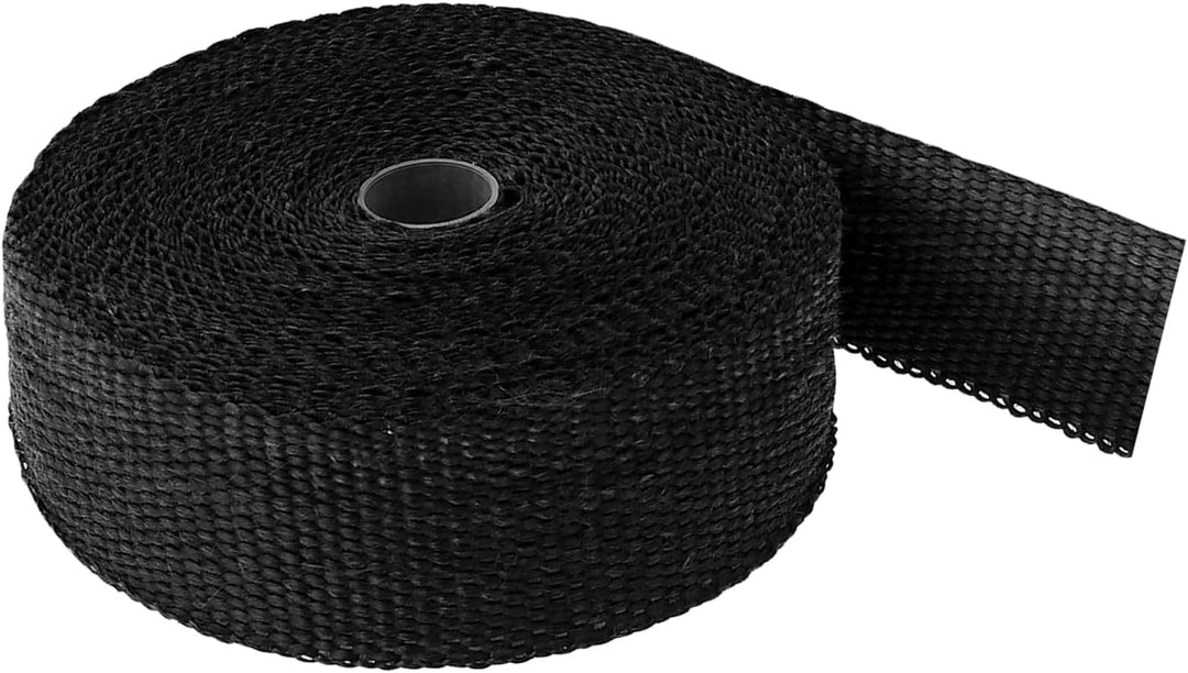 2 Stück Hitzeschutzband Schwarz 15m x 50mm, Basaltfaser Auspuff Hitzeschutzband Motorrad mit 20 Edel