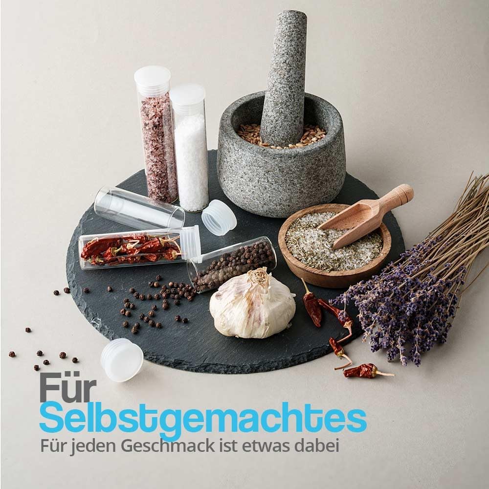 Tuuters 6x Gewürzgläser mit Verschluss (weiss), kleine Glasfläschchen für Gewürze (100 x Ø30 mm) 100
