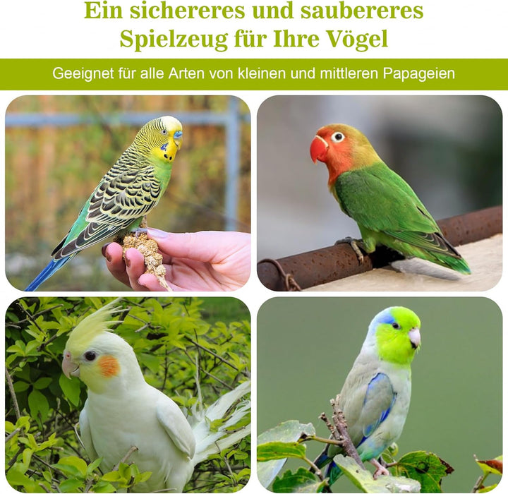 3 Stück Kolbenhirse gefüllte Weidenkugel-für Vögel zum Kauen und Klettern – handgefertigt – Vogelkau